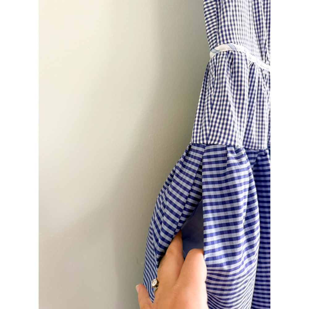 J.Crew | NWT Open-Back Midi Dress in Mixed Blue Gingham Cotton | Sz T4 - Picture 5 of 11